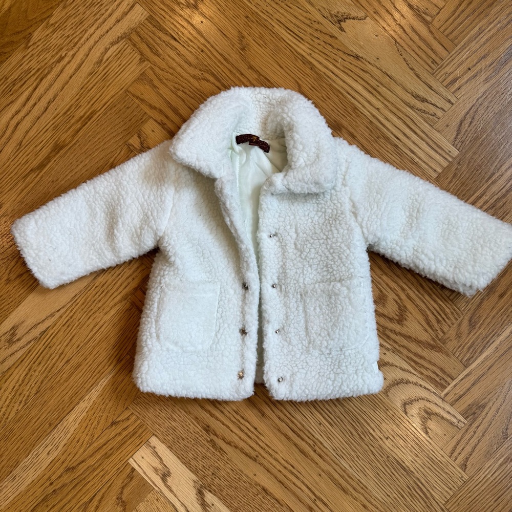 7 for all mankind baby sherpa white jacket size 12 mo NWOT
